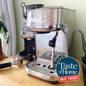 Breville Espresso machine with the taste of home we tried logo